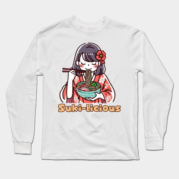 Ramen Life Delicious food Kimono girl Long Sleeve T-Shirt by Japanese Fever